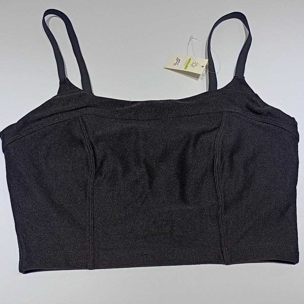 Offline By Aerie Crop Tank Top Bralette Black Medium Yoga Pilates Workout Lounge